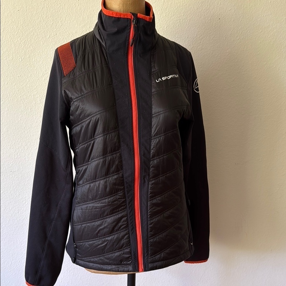 La Sportiva sz M Atlantis Jacket Black and Orange zip front great condition